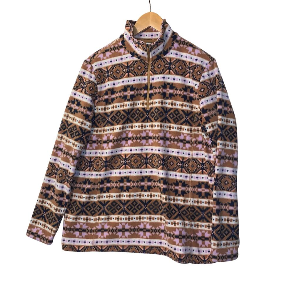 Lands End Anyweather Fleece Quarter Zip Pullover Large